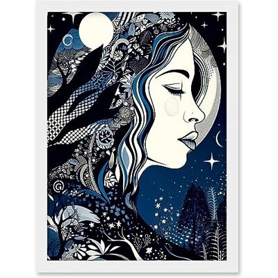 Artery8 New Moon Goddess Winter Moonlit Witchy Forest Starry Night Mother Nature Boho Patterns Artwork Framed A3 Wall Art Print Artery8 New Moon Goddess Winter Moonlit Witchy Forest Starry Night Mother Nature Boho Patterns Artwork Framed A3 Wall Art Print
