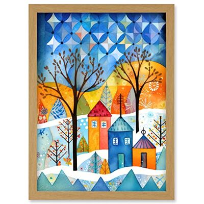 Artery8 - Abstract Winter Snowfall - Light Oak - A4 - Wall Art Print Artery8 - Abstract Winter Snowfall - Light Oak - A4 - Wall Art Print
