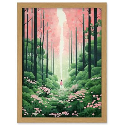 Artery8 Mount Yoshino Cherry Blossom Tree Forest Bright Artwork Baby Pink Green Walk in Nature Trail Artwork Framed A3 Wall Art Print Artery8 Mount Yoshino Cherry Blossom Tree Forest Bright Artwork Baby Pink Green Walk in Nature Trail Artwork Framed A3 Wall Art Print