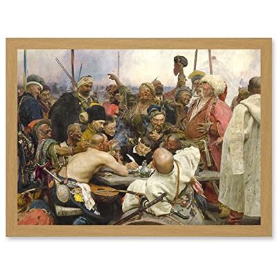 Artery8 - Ilya Yefimovich Repin Cossacks - A4 - Light Oak - Wall Art Artery8 - Ilya Yefimovich Repin Cossacks - A4 - Light Oak - Wall Art