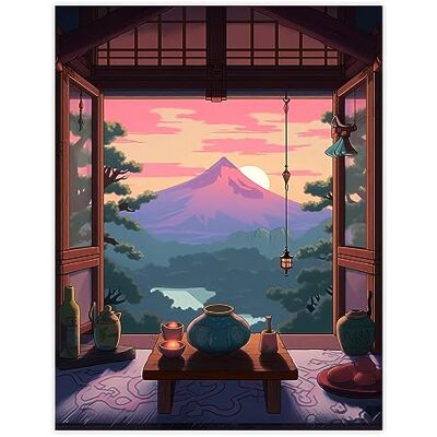 Artery8 Mount Fuji View from House Patio Colourful Painting Traditional Tea Ceremony Japanese Hospitality Sunset Mountain Landscape Unframed Wall Art Print Poster Home Decor Premium Artery8 Mount Fuji View from House Patio Colourful Painting Traditional Tea Ceremony Japanese Hospitality Sunset Mountain Landscape Unframed Wall Art Print Poster Home Decor Premium