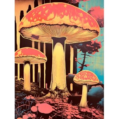 Artery8 Red Mushroom Fungi Pink Blue Bright Psychedelic Nature Kitchen Large Wall Art Poster Print Thick Paper 18X24 Inch Artery8 Red Mushroom Fungi Pink Blue Bright Psychedelic Nature Kitchen Large Wall Art Poster Print Thick Paper 18X24 Inch