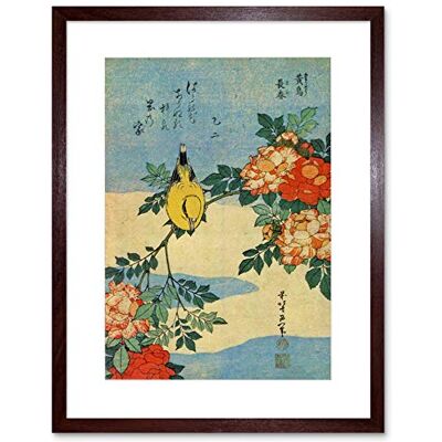 Wee Blue Coo Painting Animals Bird Yellow Finch Flowers Japanese Japan Framed Wall Art Print Wee Blue Coo Painting Animals Bird Yellow Finch Flowers Japanese Japan Framed Wall Art Print