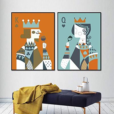 wydlb Poker King Queen Print Posters,Abstract Playing Cards Canvas,Art Painting Vintage Home Wall Decoration 50x70 cmx2 No Frame wydlb Poker King Queen Print Posters,Abstract Playing Cards Canvas,Art Painting Vintage Home Wall Decoration 50x70 cmx2 No Frame