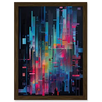 Artery8 - Neon Cityscape - A4 - Brown Frame - Framed Wall Art Artery8 - Neon Cityscape - A4 - Brown Frame - Framed Wall Art