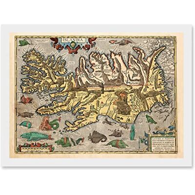 Artery8 - Ortelius 1585 Iceland - A4 - Wall Art Print Artery8 - Ortelius 1585 Iceland - A4 - Wall Art Print