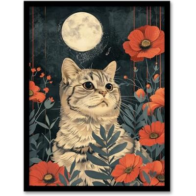 Artery8 Kitten in Poppies by Moon Cat Lover Animal Nature For Living Room Artwork Framed Wall Art Print A4 Artery8 Kitten in Poppies by Moon Cat Lover Animal Nature For Living Room Artwork Framed Wall Art Print A4