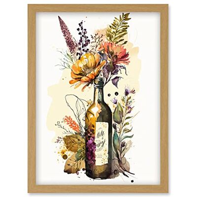 Artery8 - Wildflower Bouquet - A4 - Light Oak - Wall Art Print Artery8 - Wildflower Bouquet - A4 - Light Oak - Wall Art Print