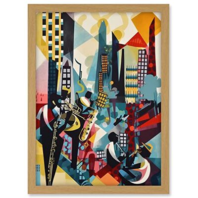 Artery8 Jazz Musicians Playing on an Urban Landscape Rooftop Abstract Modern Watercolour Illustration Artwork Framed A3 Wall Art Print Artery8 Jazz Musicians Playing on an Urban Landscape Rooftop Abstract Modern Watercolour Illustration Artwork Framed A3 Wall Art Print