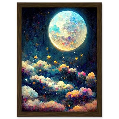 Doppelganger33 LTD Dreamy Night Sky Moon Stars Colourful Clouds Kids Cute Artwork Framed A3 Wall Art Print Doppelganger33 LTD Dreamy Night Sky Moon Stars Colourful Clouds Kids Cute Artwork Framed A3 Wall Art Print