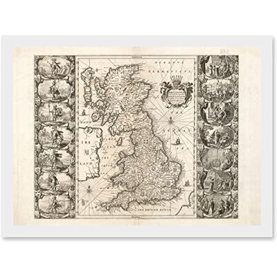 Artery8 - Jansson 17th Century Anglo Saxon Map - Framed Artery8 - Jansson 17th Century Anglo Saxon Map - Framed