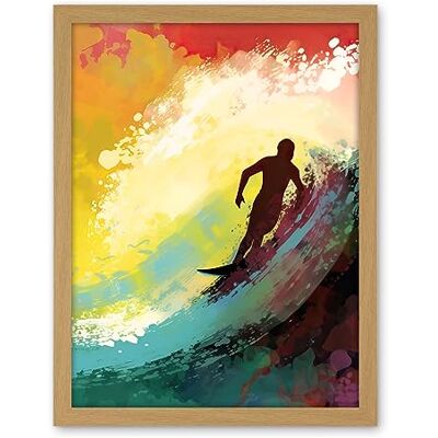 Artery8 The Silhouette of a Surfer Surfing on a Big Wave Artwork Framed Wall Art Print 18X24 Inch Artery8 The Silhouette of a Surfer Surfing on a Big Wave Artwork Framed Wall Art Print 18X24 Inch