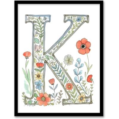 Artery8 Letter K Watercolour Wildflowers Delicate Nature Floral Word Art For Her Birthday Mum Wife Woman Friend Artwork Framed Wall Art Print 18X24 Inch Artery8 Letter K Watercolour Wildflowers Delicate Nature Floral Word Art For Her Birthday Mum Wife Woman Friend Artwork Framed Wall Art Print 18X24 Inch