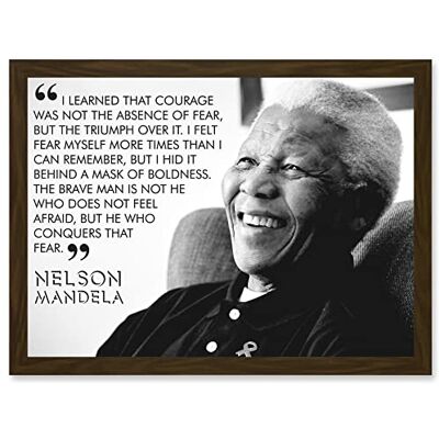 Artery8 - Nelson Mandela Quote Typography - Brown - A4 - Framed Wall Art Print Artery8 - Nelson Mandela Quote Typography - Brown - A4 - Framed Wall Art Print