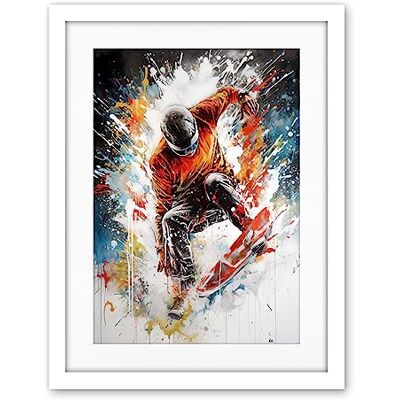 Artery8 Extreme Sports Snowboarding Paint Splat Portrait Artwork Framed Wall Art Print 18X24 Inch Artery8 Extreme Sports Snowboarding Paint Splat Portrait Artwork Framed Wall Art Print 18X24 Inch
