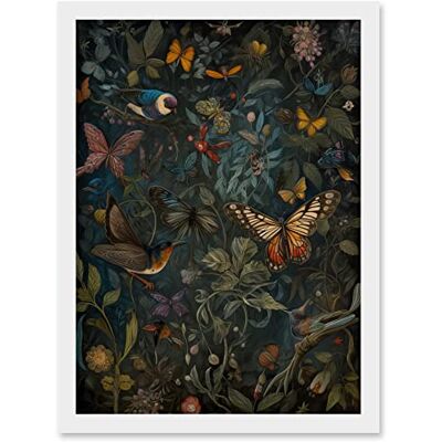 Artery8 William Morris Style Plants Birds and Butterflies Artwork Framed A3 Wall Art Print Artery8 William Morris Style Plants Birds and Butterflies Artwork Framed A3 Wall Art Print
