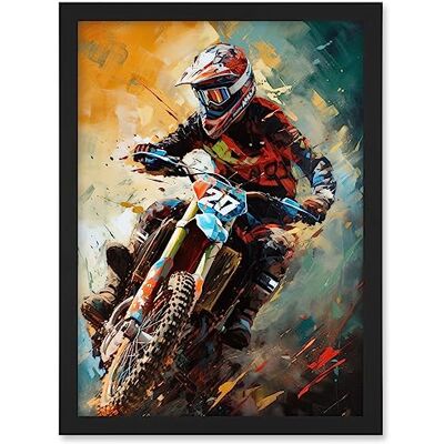 Artery8 Motocross Race Driver Sport Action Shot Painting Artwork Framed A3 Wall Art Print Artery8 Motocross Race Driver Sport Action Shot Painting Artwork Framed A3 Wall Art Print