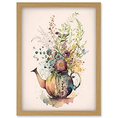 Artery8 - Wildflower Bouquet - Teapot Vase - Wall Art Print Artery8 - Wildflower Bouquet - Teapot Vase - Wall Art Print