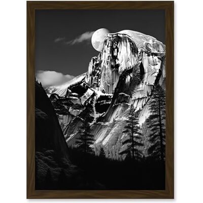 Artery8 Moonrise Behind Half Dome High Contrast Black White Photograph Yosemite National Park Full Moon and Mountain Forest Landscape Artwork Framed Wall Art Print A4 Artery8 Moonrise Behind Half Dome High Contrast Black White Photograph Yosemite National Park Full Moon and Mountain Forest Landscape Artwork Framed Wall Art Print A4
