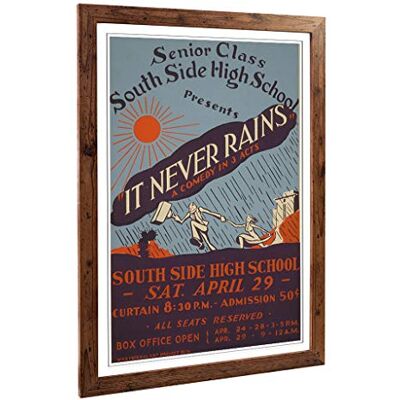 Big Box Art Framed Print of Vintage WPA Poster It Never Rains Design Wall Art Picture Home Decor for Kitchen, Living Room, Bedroom, Hallway, Walnut, A2 / 24.5x18 Inch / 62x45cm Big Box Art Framed Print of Vintage WPA Poster It Never Rains Design Wall Art Picture Home Decor for Kitchen, Living Room, Bedroom, Hallway, Walnut, A2 / 24.5x18 Inch / 62x45cm