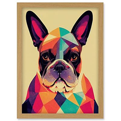 Artery8 - Geometric French Bulldog Portrait - A4 - Framed - Light Oak Artery8 - Geometric French Bulldog Portrait - A4 - Framed - Light Oak