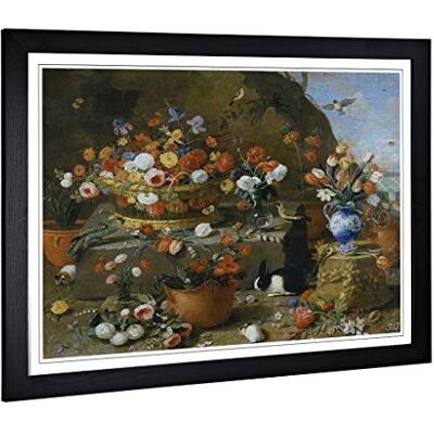 Big Box Art Framed Print of Jan Van Kessel Still Life Flowers, Birds and Rabbit Design Wall Art Picture Home Decor for Kitchen, Living Room, Bedroom, Office, Black, A2 / 24.5x18 Inch / 62x45cm Big Box Art Framed Print of Jan Van Kessel Still Life Flowers, Birds and Rabbit Design Wall Art Picture Home Decor for Kitchen, Living Room, Bedroom, Office, Black, A2 / 24.5x18 Inch / 62x45cm