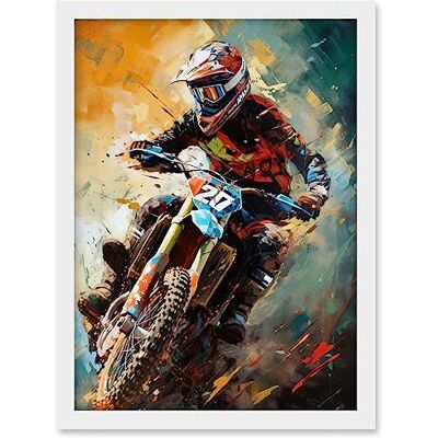Artery8 Motocross Race Driver Sport Action Shot Painting Artwork Framed A3 Wall Art Print Artery8 Motocross Race Driver Sport Action Shot Painting Artwork Framed A3 Wall Art Print