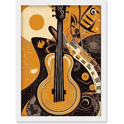 Artery8 - Abstract Guitar - A4 - White - Wall Art Print Artery8 - Abstract Guitar - A4 - White - Wall Art Print