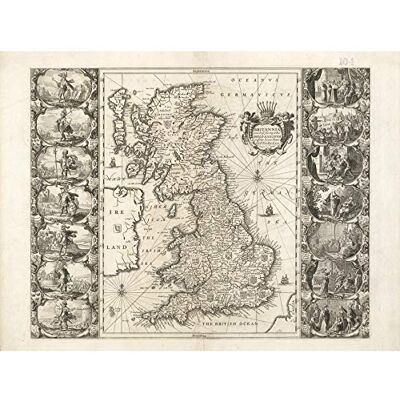 Fine Art Prints Jansson 17th Century Anglo Saxon Map Britain Premium Wall Art Canvas Print 18X24 Inch Fine Art Prints Jansson 17th Century Anglo Saxon Map Britain Premium Wall Art Canvas Print 18X24 Inch