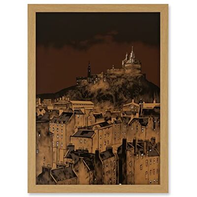 Artery8 Edinburgh Castle Over Old Town Cityscape at Night Artwork Framed A3 Wall Art Print Artery8 Edinburgh Castle Over Old Town Cityscape at Night Artwork Framed A3 Wall Art Print