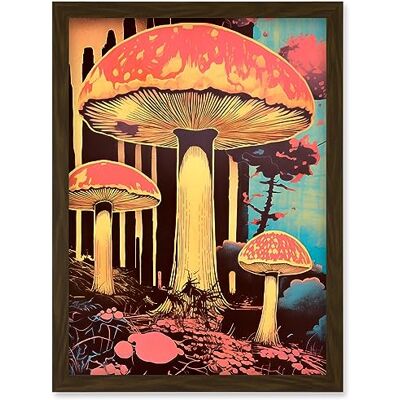Artery8 Red Mushroom Fungi Pink Blue Bright Psychedelic Nature Kitchen Artwork Framed Wall Art Print A4 Artery8 Red Mushroom Fungi Pink Blue Bright Psychedelic Nature Kitchen Artwork Framed Wall Art Print A4