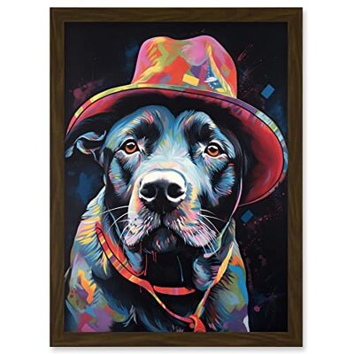 Artery8 - Pit Bull Terrier - Red Cowboy Hat - Wall Art Print Artery8 - Pit Bull Terrier - Red Cowboy Hat - Wall Art Print