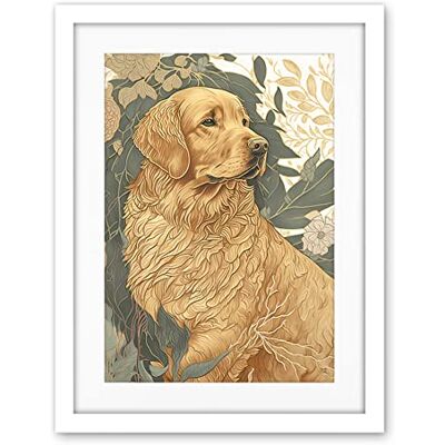 Artery8 Golden Retriever Dog in Nature Soft Pastel Colour Illustration Artwork Framed Wall Art Print 18X24 Inch Artery8 Golden Retriever Dog in Nature Soft Pastel Colour Illustration Artwork Framed Wall Art Print 18X24 Inch