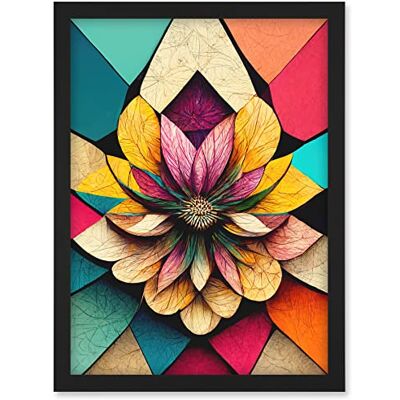 Doppelganger33 LTD Geometric Floral Mandala Bright Multicoloured Shapes Artwork Framed A3 Wall Art Print Doppelganger33 LTD Geometric Floral Mandala Bright Multicoloured Shapes Artwork Framed A3 Wall Art Print