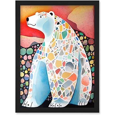 Artery8 - Polar Bear Mosaic Pattern - Framed - Wall Art Print Artery8 - Polar Bear Mosaic Pattern - Framed - Wall Art Print
