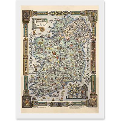 Artery8 - Story Map of Ireland Colortext 1936 - Wall Art Print Artery8 - Story Map of Ireland Colortext 1936 - Wall Art Print