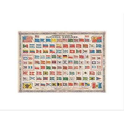 Wee Blue Coo 1864 Johnson Chart The Flags And National Emblems The World Art Wall Art Print Wee Blue Coo 1864 Johnson Chart The Flags And National Emblems The World Art Wall Art Print