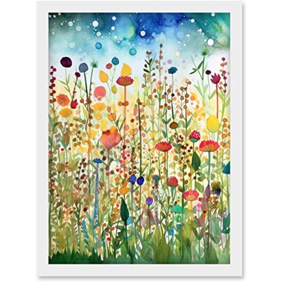 Artery8 - Wildflower Meadow - Framed - A4 - Wall Art Print Artery8 - Wildflower Meadow - Framed - A4 - Wall Art Print