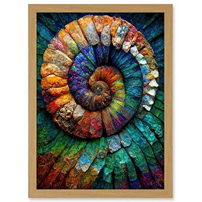 Doppelganger33 LTD Bright Multicoloured Ammonite Fossil Artwork Framed A3 Wall Art Print Doppelganger33 LTD Bright Multicoloured Ammonite Fossil Artwork Framed A3 Wall Art Print