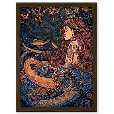 Artery8 - Little Mermaid Aquatic Animals - A4 - Framed Wall Art Artery8 - Little Mermaid Aquatic Animals - A4 - Framed Wall Art