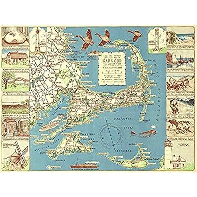 Fine Art Prints Colonial Craftsman 1940 Map Cape Cod MA USA Art Print Canvas Premium Wall Decor Poster Mural Fine Art Prints Colonial Craftsman 1940 Map Cape Cod MA USA Art Print Canvas Premium Wall Decor Poster Mural