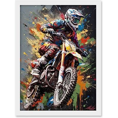 Artery8 Dirt Bike Sport Splatter Paint Motocross Rider Artwork Framed A3 Wall Art Print Artery8 Dirt Bike Sport Splatter Paint Motocross Rider Artwork Framed A3 Wall Art Print