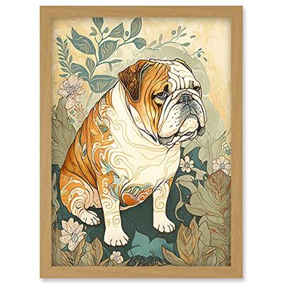 Artery8 - Bulldog with Ornate Pattern Fur Coat - Wall Art Print Artery8 - Bulldog with Ornate Pattern Fur Coat - Wall Art Print