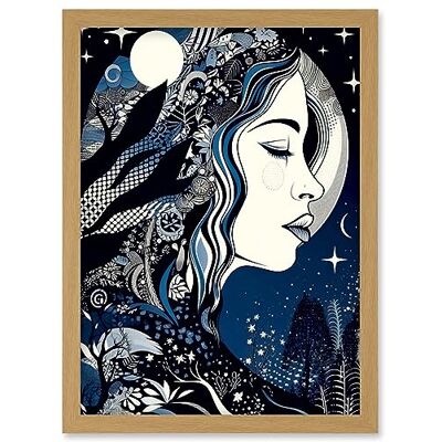 Artery8 New Moon Goddess Winter Moonlit Witchy Forest Starry Night Mother Nature Boho Patterns Artwork Framed Wall Art Print A4 Artery8 New Moon Goddess Winter Moonlit Witchy Forest Starry Night Mother Nature Boho Patterns Artwork Framed Wall Art Print A4