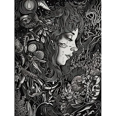Artery8 Nature Goddess Black and White Modern Illustration Extra Large XL Wall Art Poster Print Artery8 Nature Goddess Black and White Modern Illustration Extra Large XL Wall Art Poster Print