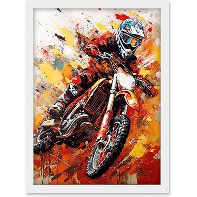Artery8 Motocross Race Motorcycle Sport Oil Painting Artwork Framed A3 Wall Art Print Artery8 Motocross Race Motorcycle Sport Oil Painting Artwork Framed A3 Wall Art Print