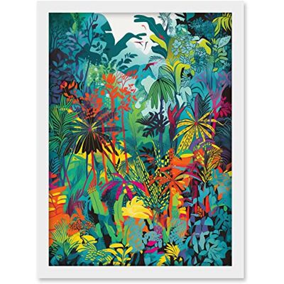 Artery8 Rainforest Landscape Vibrant Multicoloured Nature Artwork Framed A3 Wall Art Print Artery8 Rainforest Landscape Vibrant Multicoloured Nature Artwork Framed A3 Wall Art Print