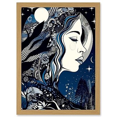 Artery8 New Moon Goddess Winter Moonlit Witchy Forest Starry Night Mother Nature Boho Patterns Artwork Framed A3 Wall Art Print Artery8 New Moon Goddess Winter Moonlit Witchy Forest Starry Night Mother Nature Boho Patterns Artwork Framed A3 Wall Art Print