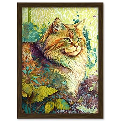 Artery8 - Siberian Cat in Nature - A4 - Brown - Wall Art Artery8 - Siberian Cat in Nature - A4 - Brown - Wall Art