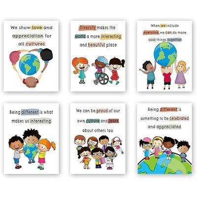 TANXM Children Harmony Poster, Educators Wall Art Decor, Positive Self Worth Wall Art, Diversity Art Print, Multicultural Art Poster,Classrooms Education Wall Art,Set of 6 (8”X 10” , No Frame TANXM Children Harmony Poster, Educators Wall Art Decor, Positive Self Worth Wall Art, Diversity Art Print, Multicultural Art Poster,Classrooms Education Wall Art,Set of 6 (8”X 10” , No Frame